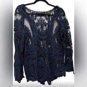 Chico's Deep Blue Lace Blouse